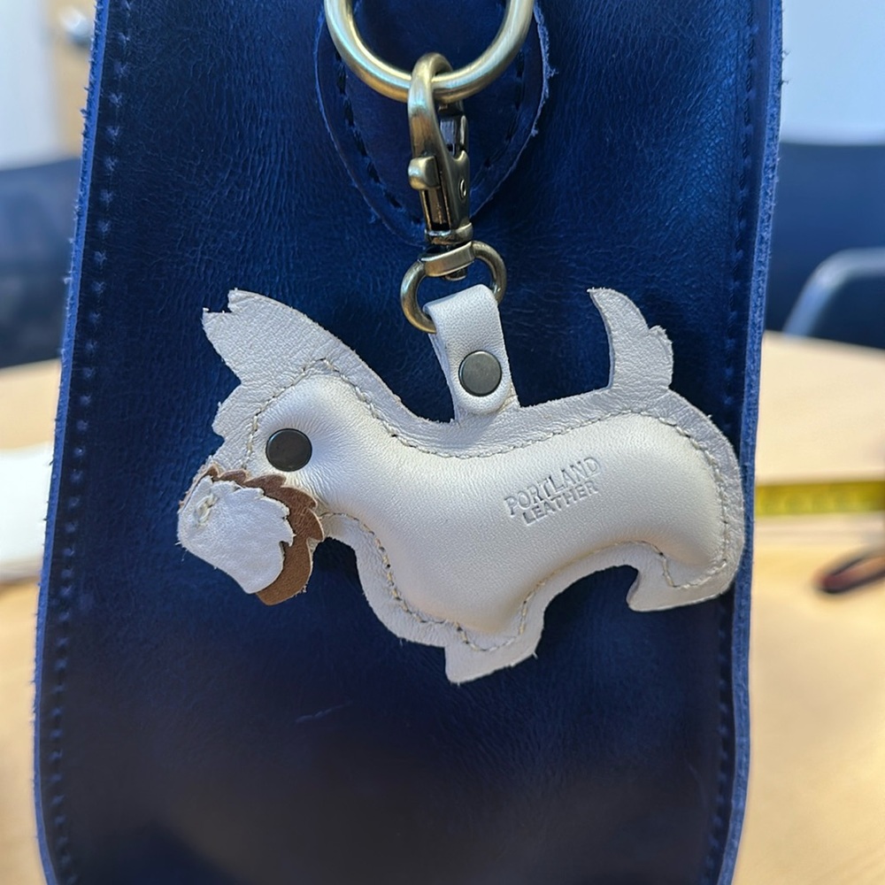 Portland Leather Remy Dog Keychain in Bone!